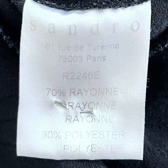 Sandro Woman's Sz 2 (US Sz M)  Black Tiered Dress w/ Cream Top Button Placket - Picture 5 of 7